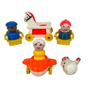 Fisher Price Vintage Little People Rocking Horse Chicken Plane Lot of 8 Pieces